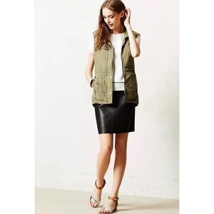 Marrakech for Anthropologie army green utility vest, hood & drawstring waist XS